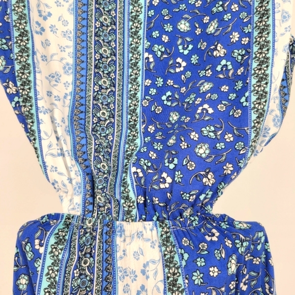 SAGE THE LABEL Yemya Floral Cutout Twist Front Midi Dress Blue - Picture 14 of 16